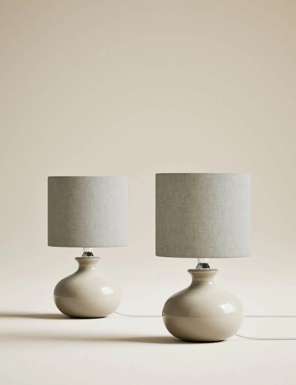 M&S Set of 2 Ceramic Small Table Lamps White