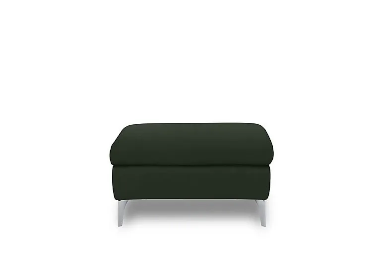 Vino Leather Large Footstool - Oslo Pine