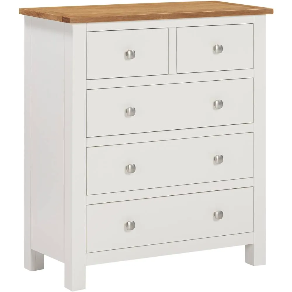 Seconique Cambridge 3+2 Drawer Chest - Linen/Oak (Fully assembled) in White 2