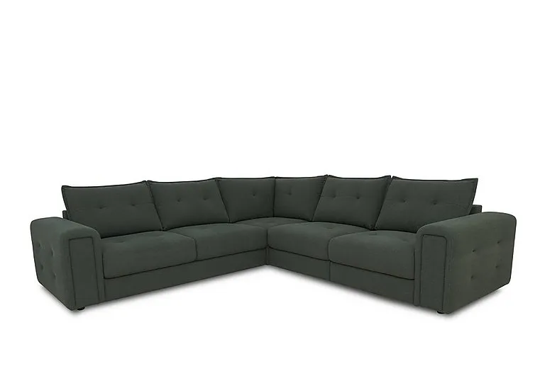 Goliath Large Fabric Corner Sofa with Storage Drawers - Moss Green