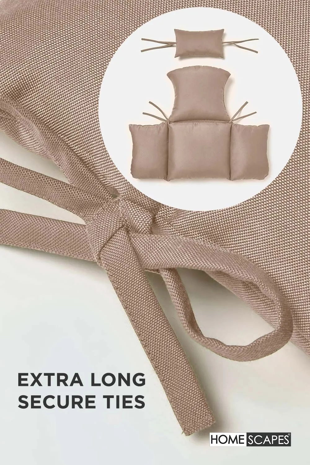 Homescapes Luxury Soft Waterproof Egg Chair Cushion Swing Chair Garden Seat in Beige 6