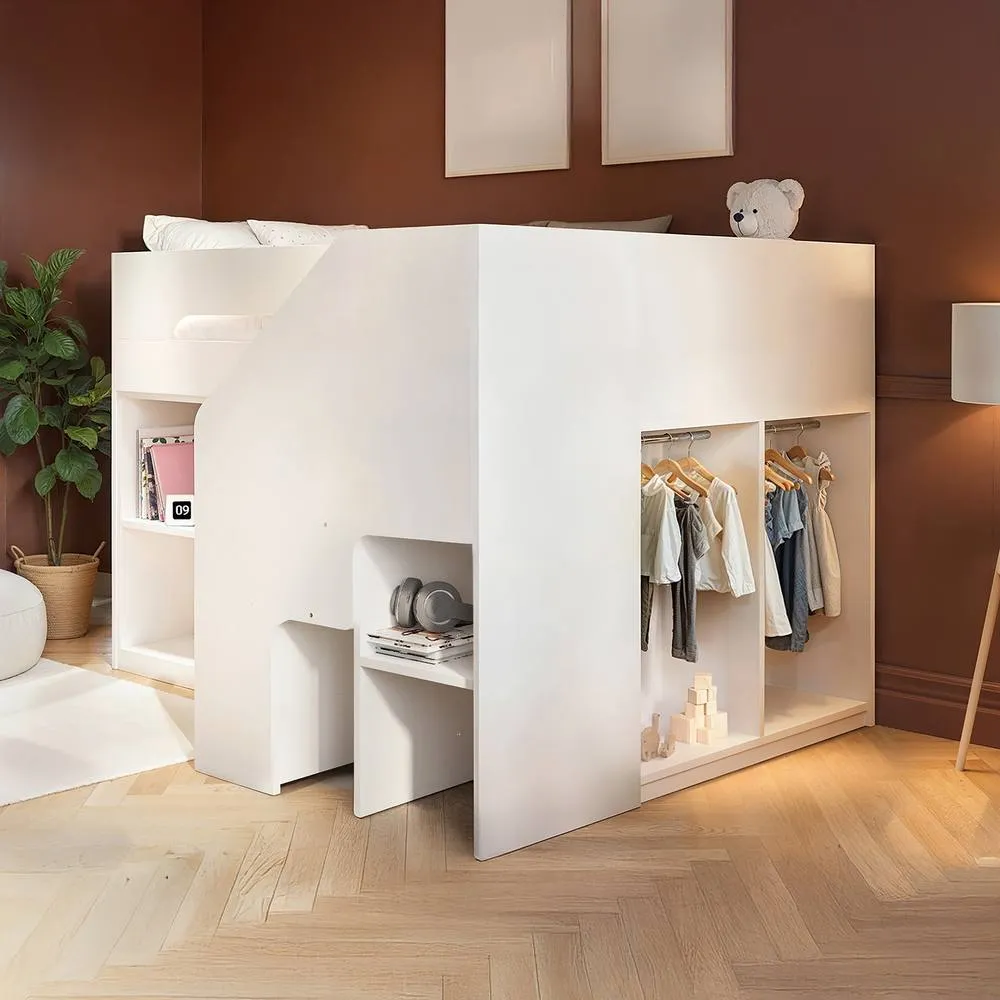 Flair Quinn Staircase Mid Sleeper Bed with Storage in White 3