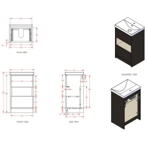 Wickes Nexus Graphite & Natural Halifax Oak Freestanding Vanity Unit & Nexus Basin - 856 x 500mm 2