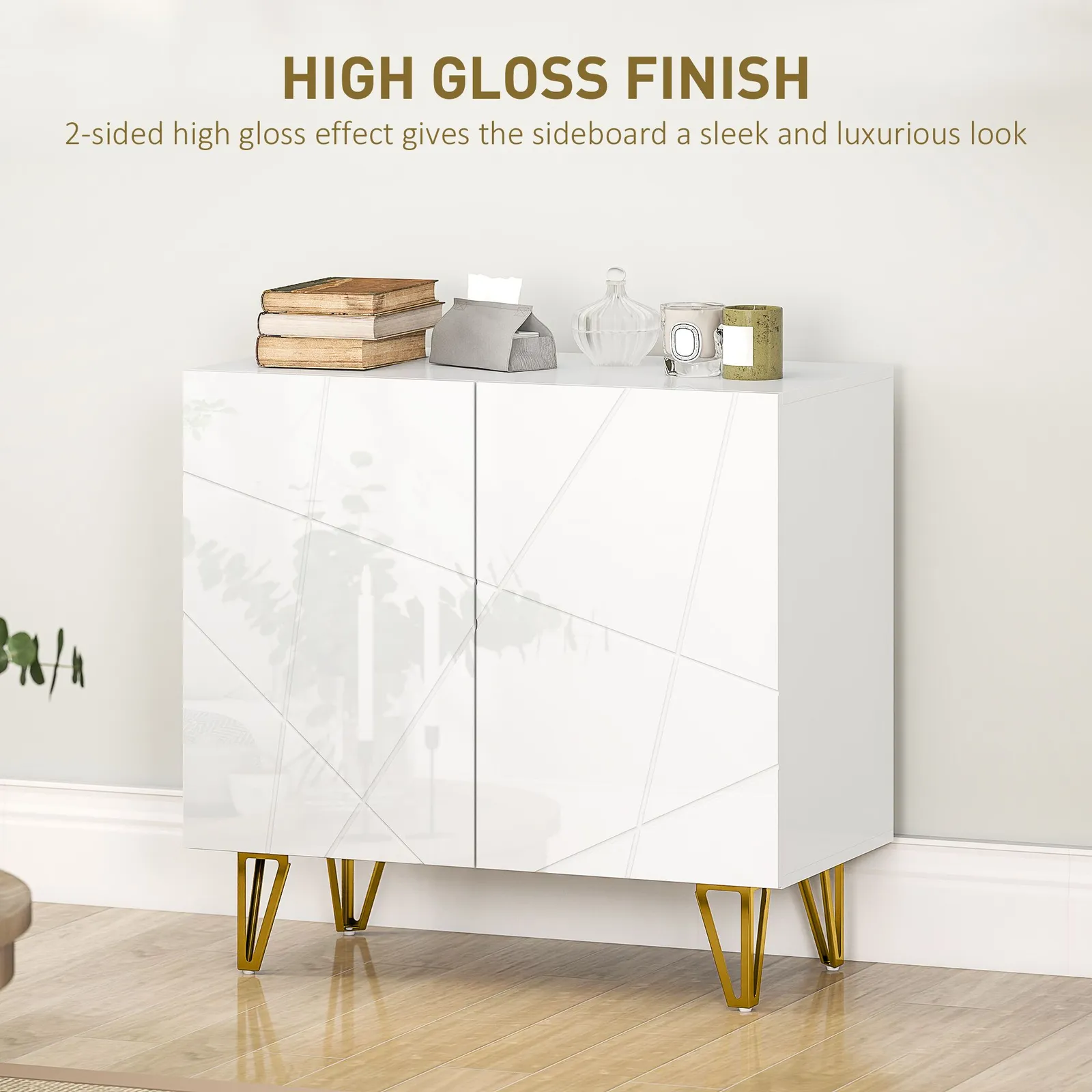 HOMCOM Storage Cabinet, Sideboard with Adjustable Shelf in White 4