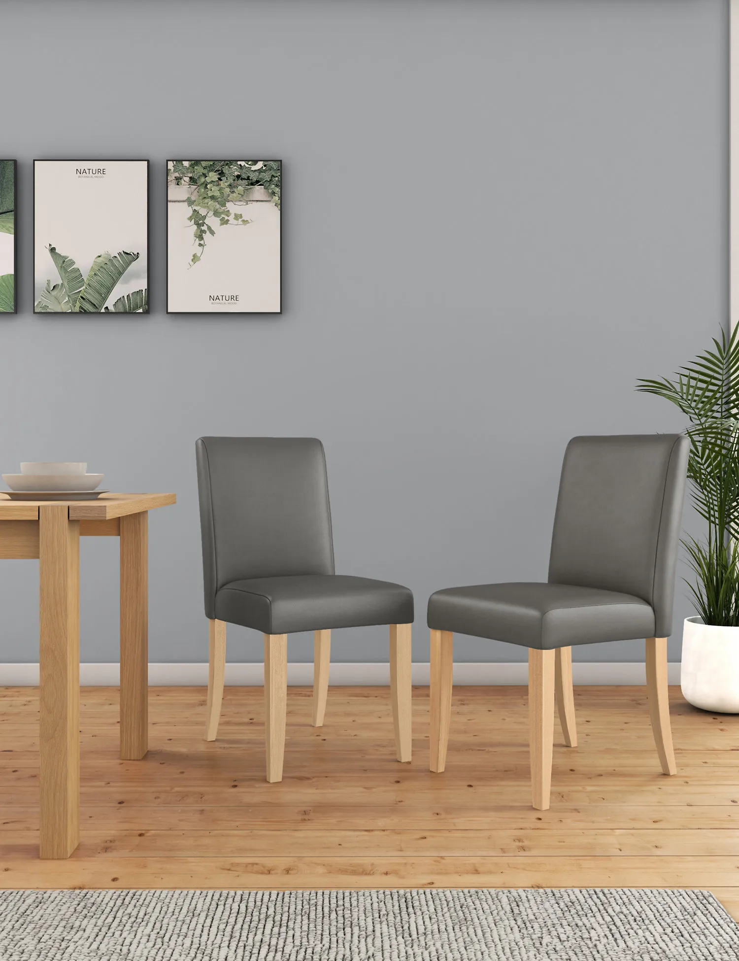 M&S Set of 2 Milton Faux Leather Dining Chairs