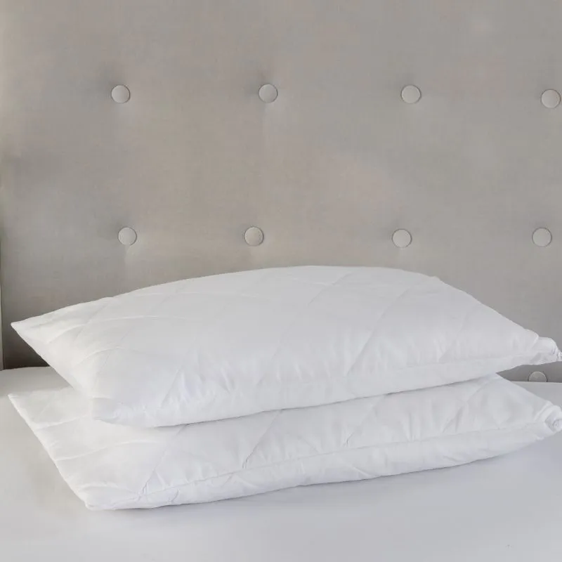 Snug City Quilted Pillow Protectors 2PK Soft Touch Microfibre Protector Zippered Closing in White