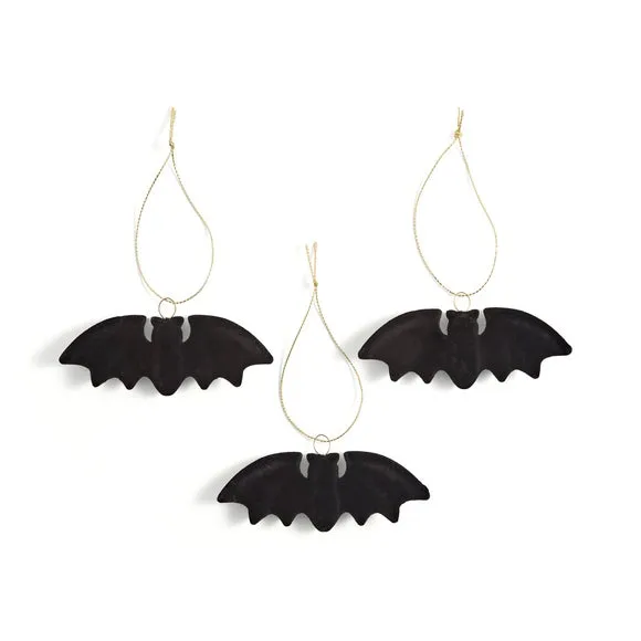 Set of 3 Flocked Hanging Bats 3