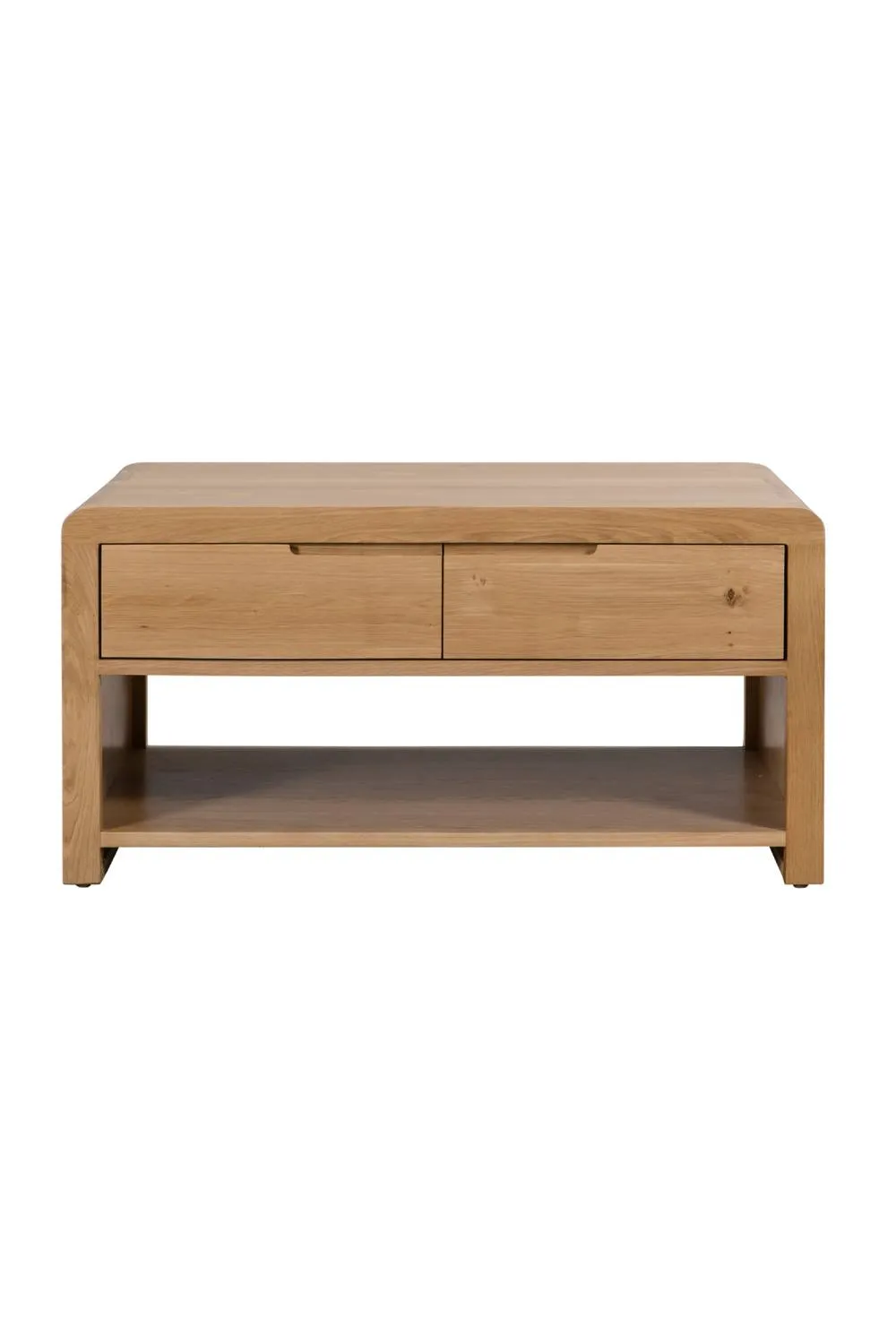 Julian Bowen Curve 2 Drawer Coffee Table with Shelf in Light Oak 5