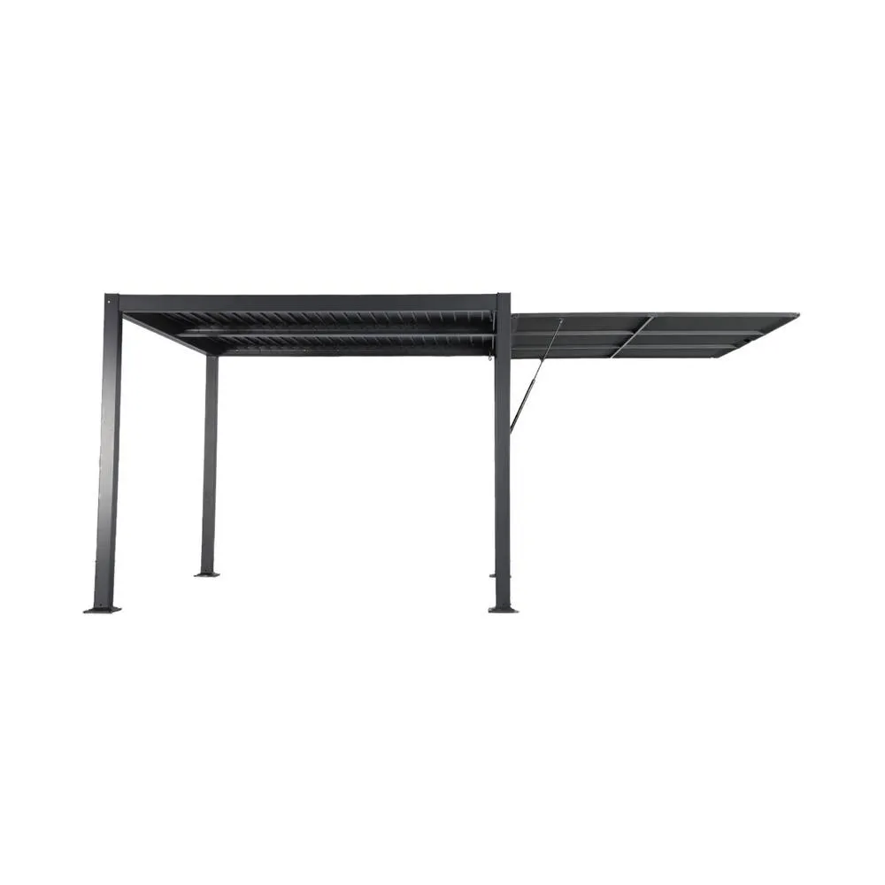 sweeek Louvered pergola 3x3m & 3m awning in Dark Grey 3