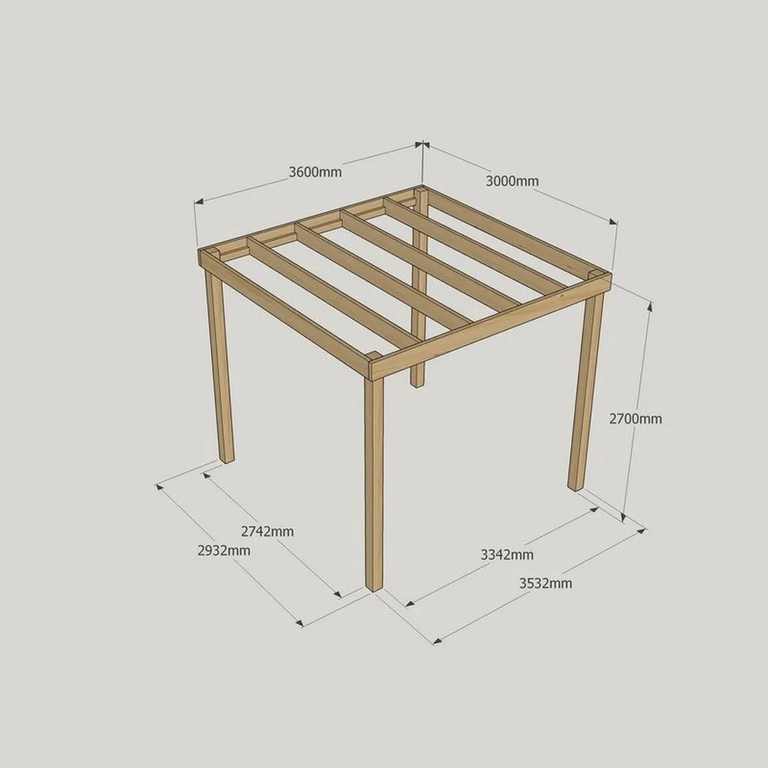 Rutland County Garden Furniture Ltd Box Pergola - Wood - L300 x W360 x H270 cm - Light Green in Brown 3