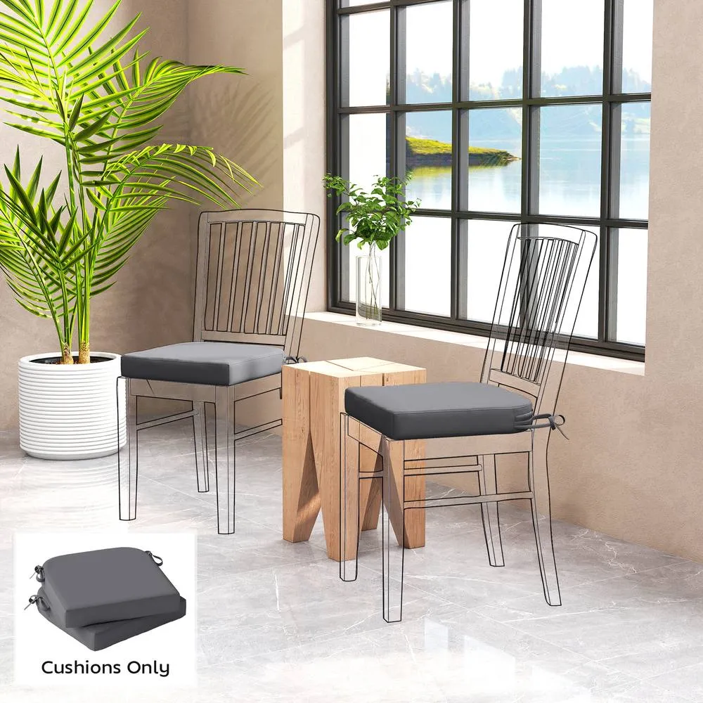OUTSUNNY Outdoor Chair Seat Cushions Set of 2, Garden Chair Cushions in Dark Grey