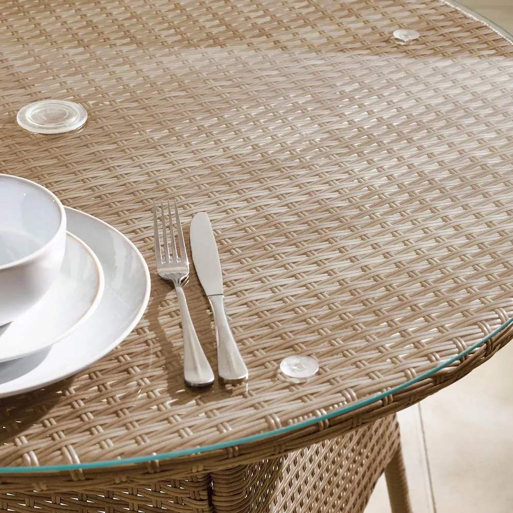 FurnitureboxUK Antigua Rattan 4 Seat Round Table Garden Dining Set in Beige 3