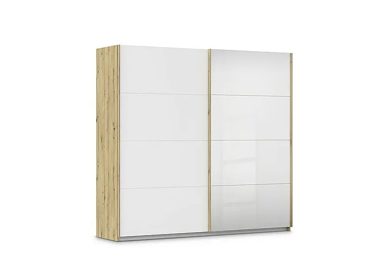 Freja 226 cm 2 Door Sliding Decor Wardrobe With Mirror Door - Alpine White