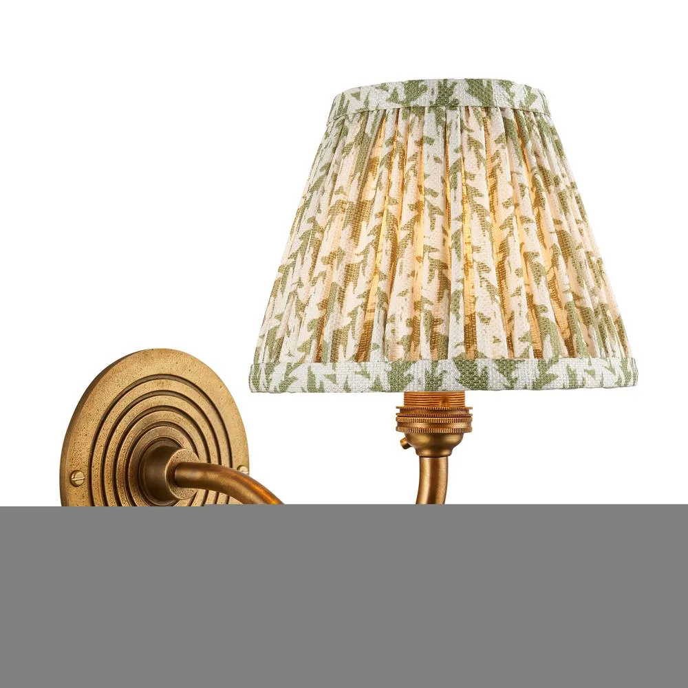 Netlighting Ripple Curve & Leaf 16cm Wall Lamp Antique Brass Herb Garden Green in Gold
