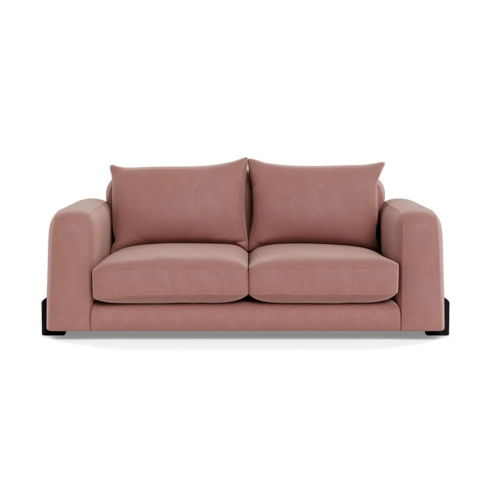 Heal's Nuvola 2 Seater Sofa Smart Luxe Velvet Dusky Pink Black Painted Feet