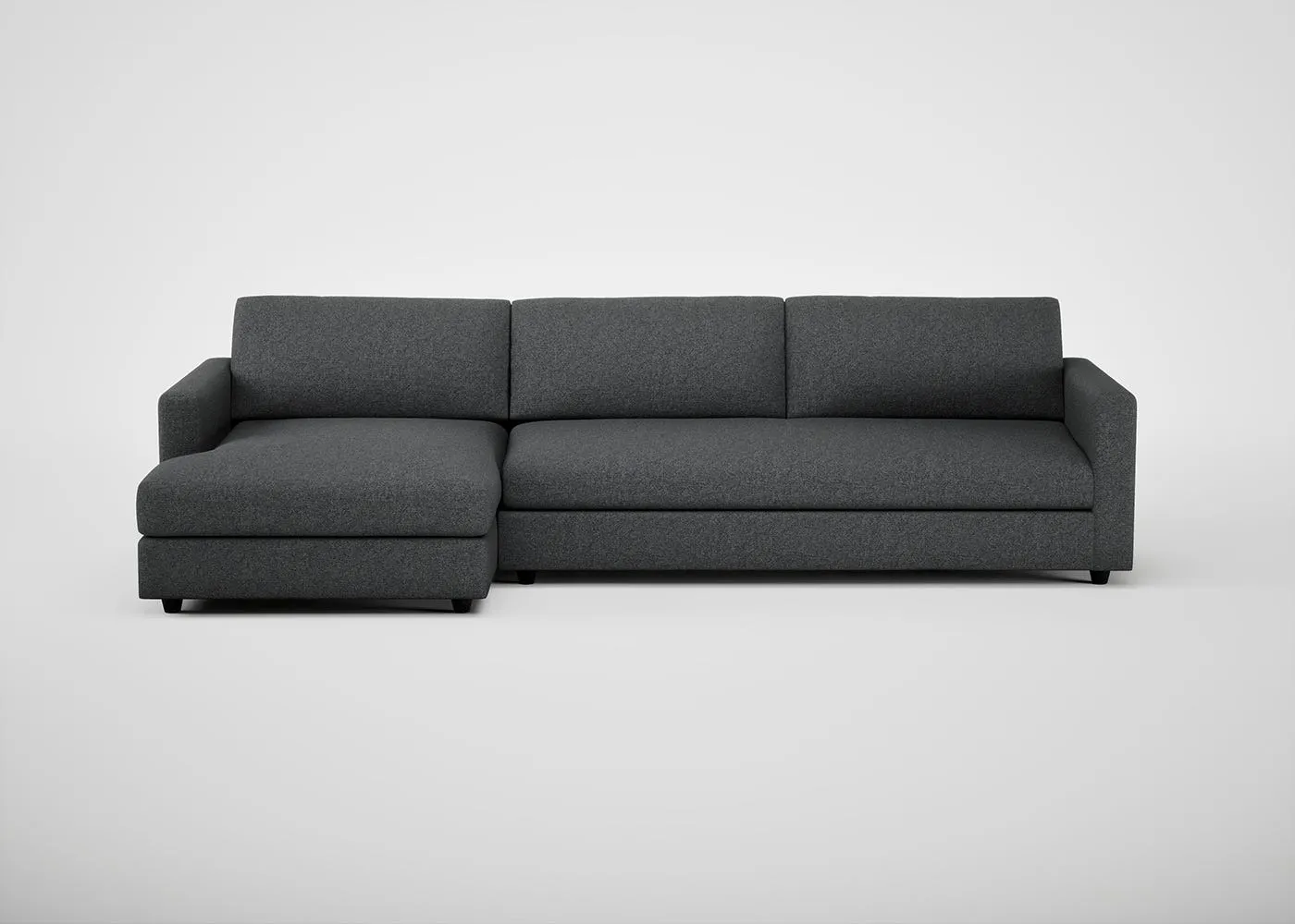 Heal's Nimbus 4 Seater Left Hand Corner Chaise Melton Wool Limestone Black Feet 1