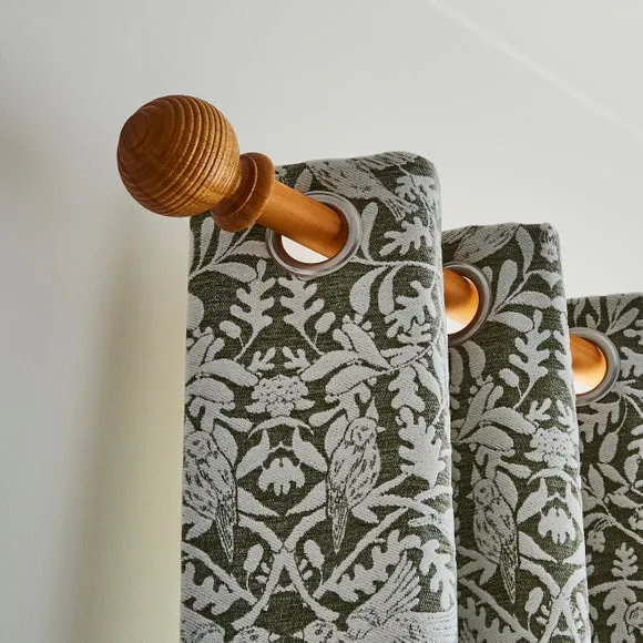 Ribbed Ball Wood Curtain Pole 2