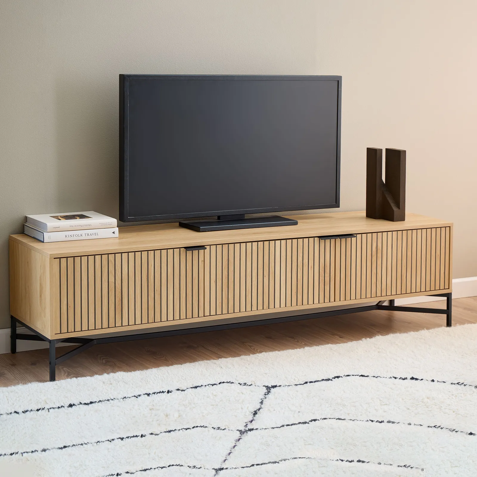 Furniture To Go Jaipur TV Unit With 3 Doors 176cm Wide in Oak in Brown 5