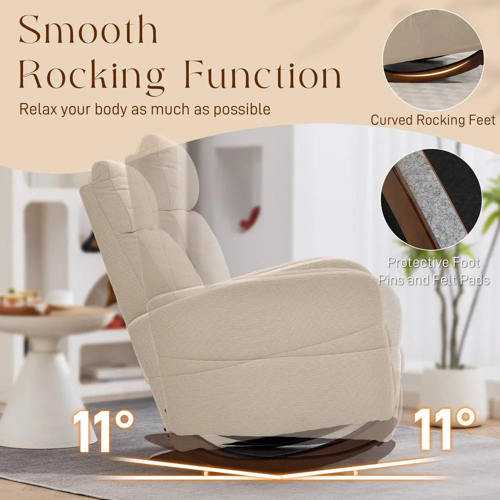 HOMCOM Modern High Back Corduroy Leisure Rocking Chair for Nursery, Beige 4