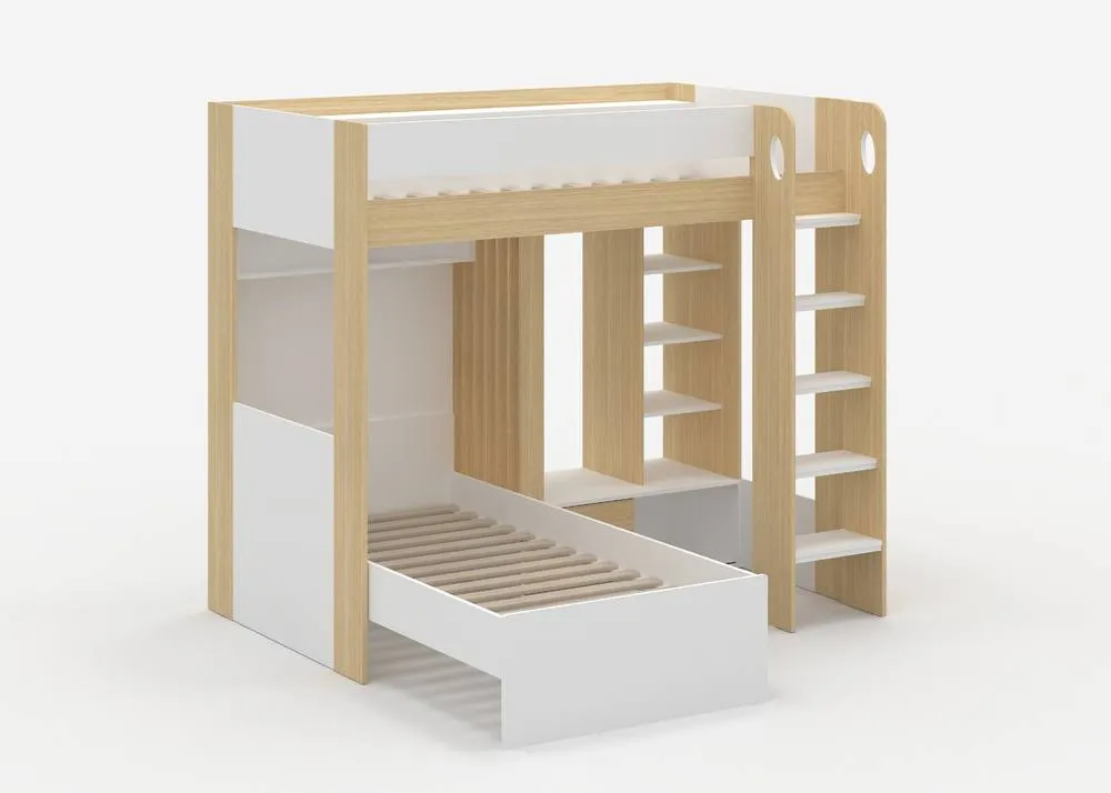 Flair Hampton L Shape Bunk Bed with Wardrobe in White 4