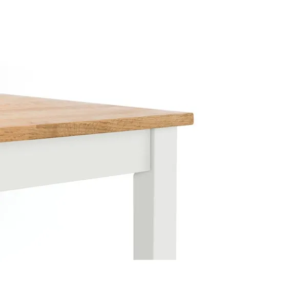 Coxmoor 4 Seater Square Dining Table, Off White Solid Oak 6
