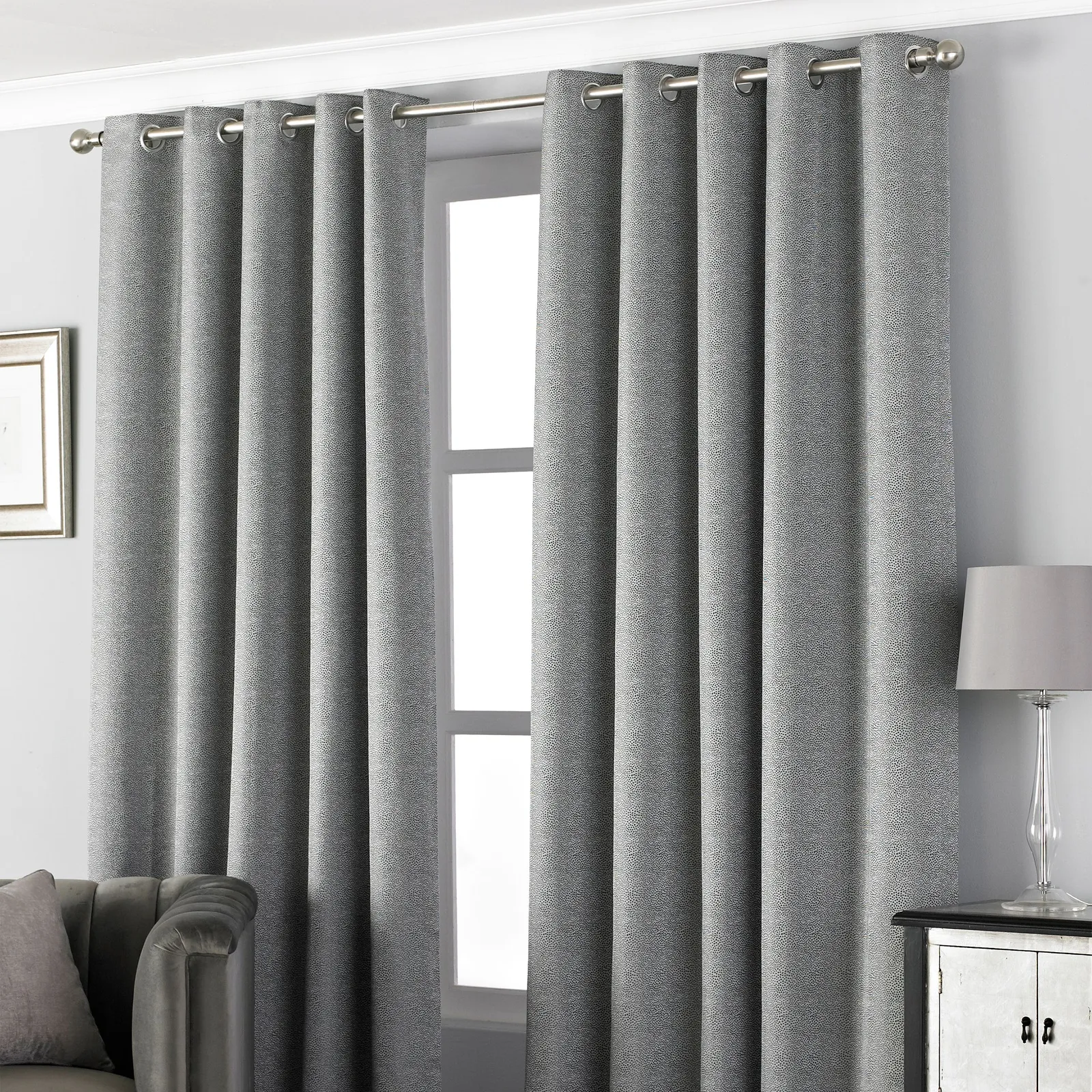 Paoletti Pendleton Eyelet Curtains in Dark Grey