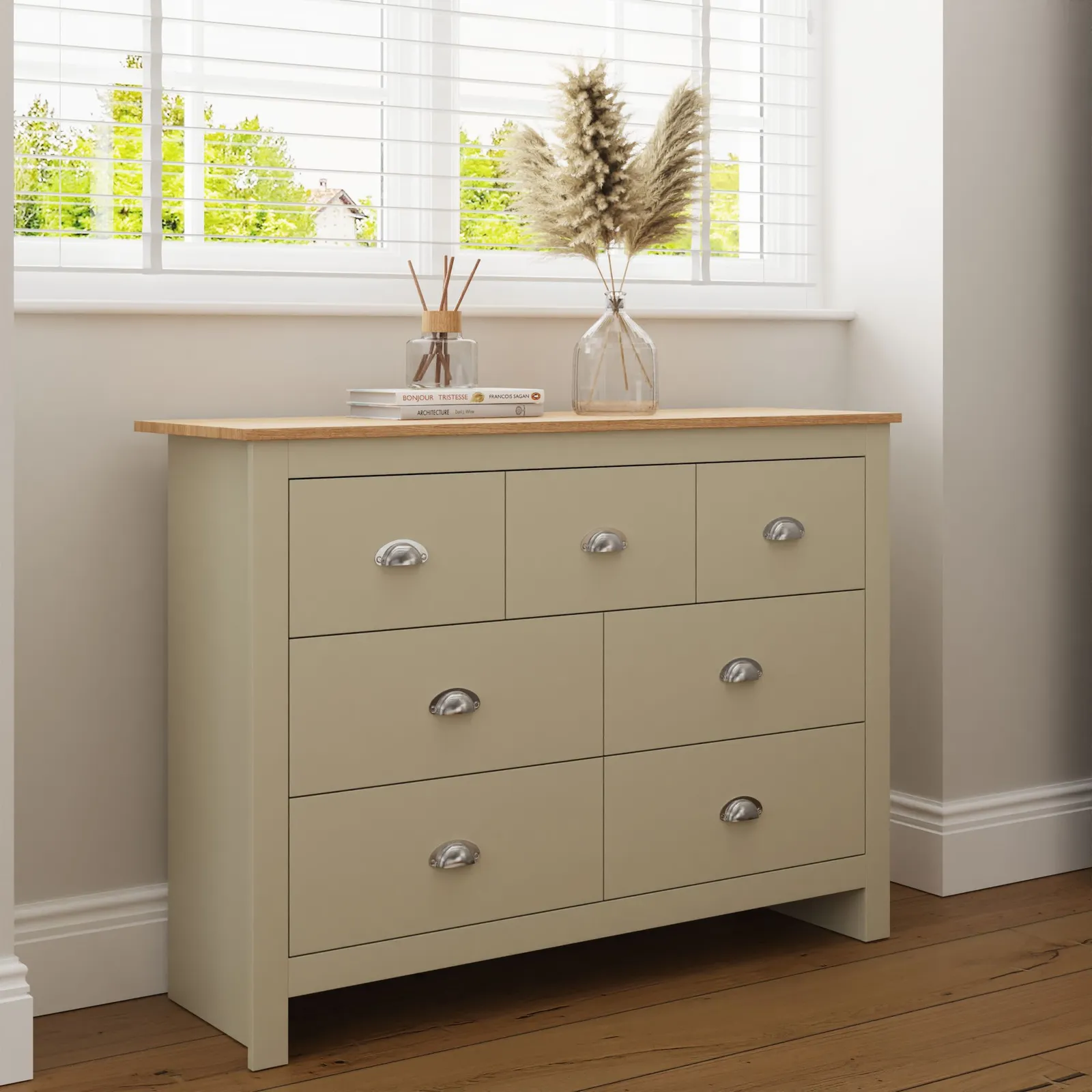 GFW Lancaster 7 Drawer Chest in Cream 2