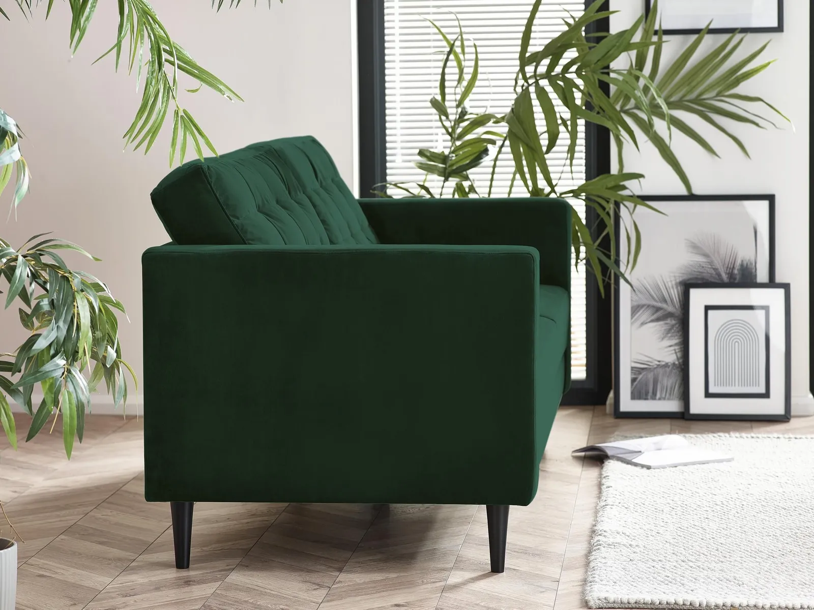 FurnitureboxUK Jade 3-Seater Soft Touch Velvet Sofa With Solid Wood Frame in Emerald 4