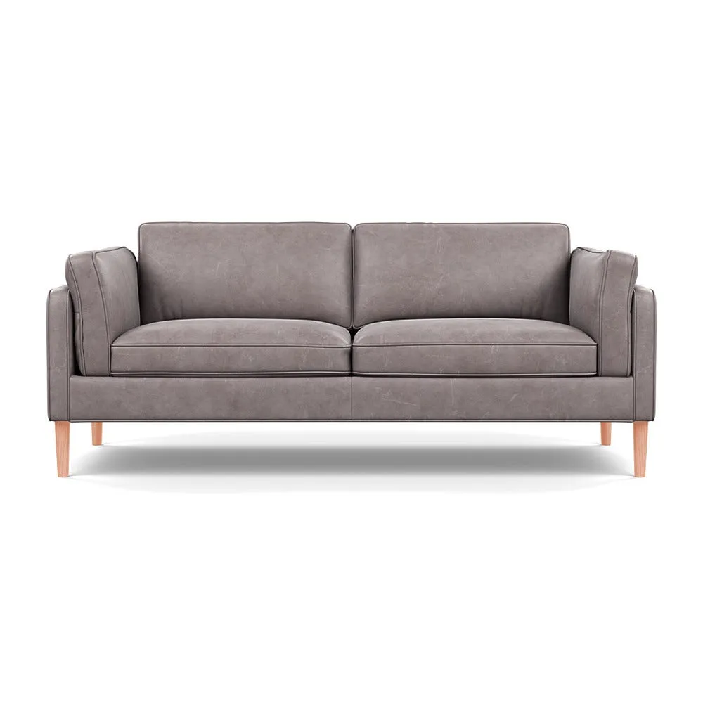 Heal's Sonno 3 Seater Heritage Leather Stone Grey 2060 Natural Feet 1