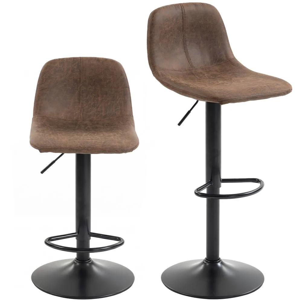 HOMCOM Bar Stools Set of 2, Modern Swivel Barstools for Dining Room in Brown 2