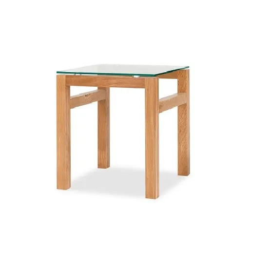 Tribe Glass Lamp Table In Clear With Solid White Oak Frame
