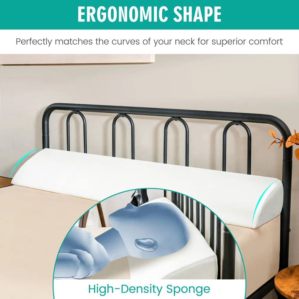 Costway Full Size Bed Wedge Pillow Bolster Triangle Pillow Long Gap Filler Side Pocket in White 4