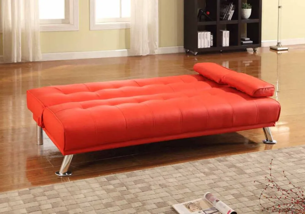 Comfy Living Ltd Italian Style Faux Leather Sofa Bed in Red 2