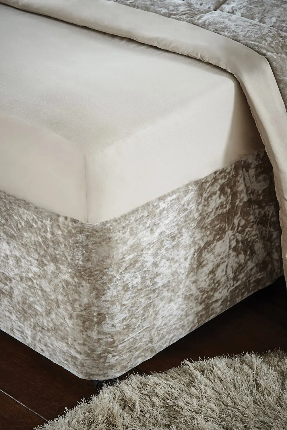 Catherine Lansfield 'Crushed Velvet' Divan Base Wrap in Silver 1