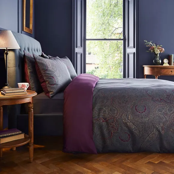 Dorma Paisley Jacquard Damson Duvet Cover and Pillowcase Set 2
