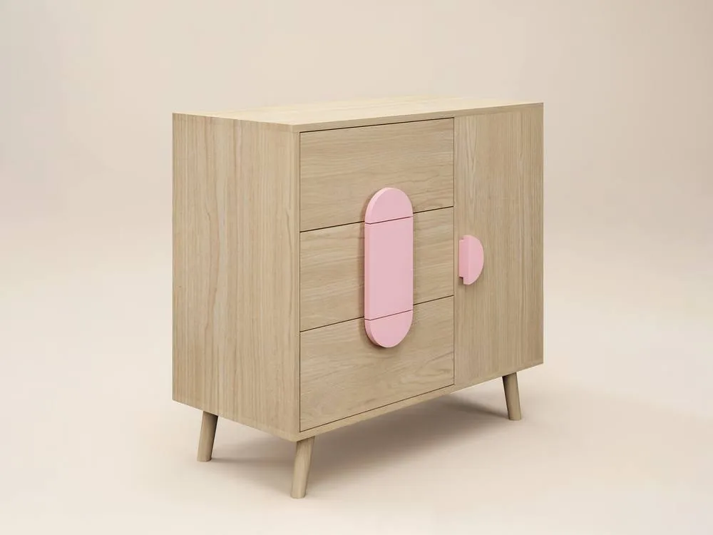 Flair Noah Chest of Drawers Oak in Pink 6