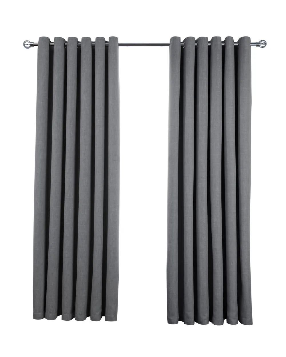 Smart Living Luxury Linen Look Eyelet Blackout Lined Curtains - 2 Panels in Charcoal 4