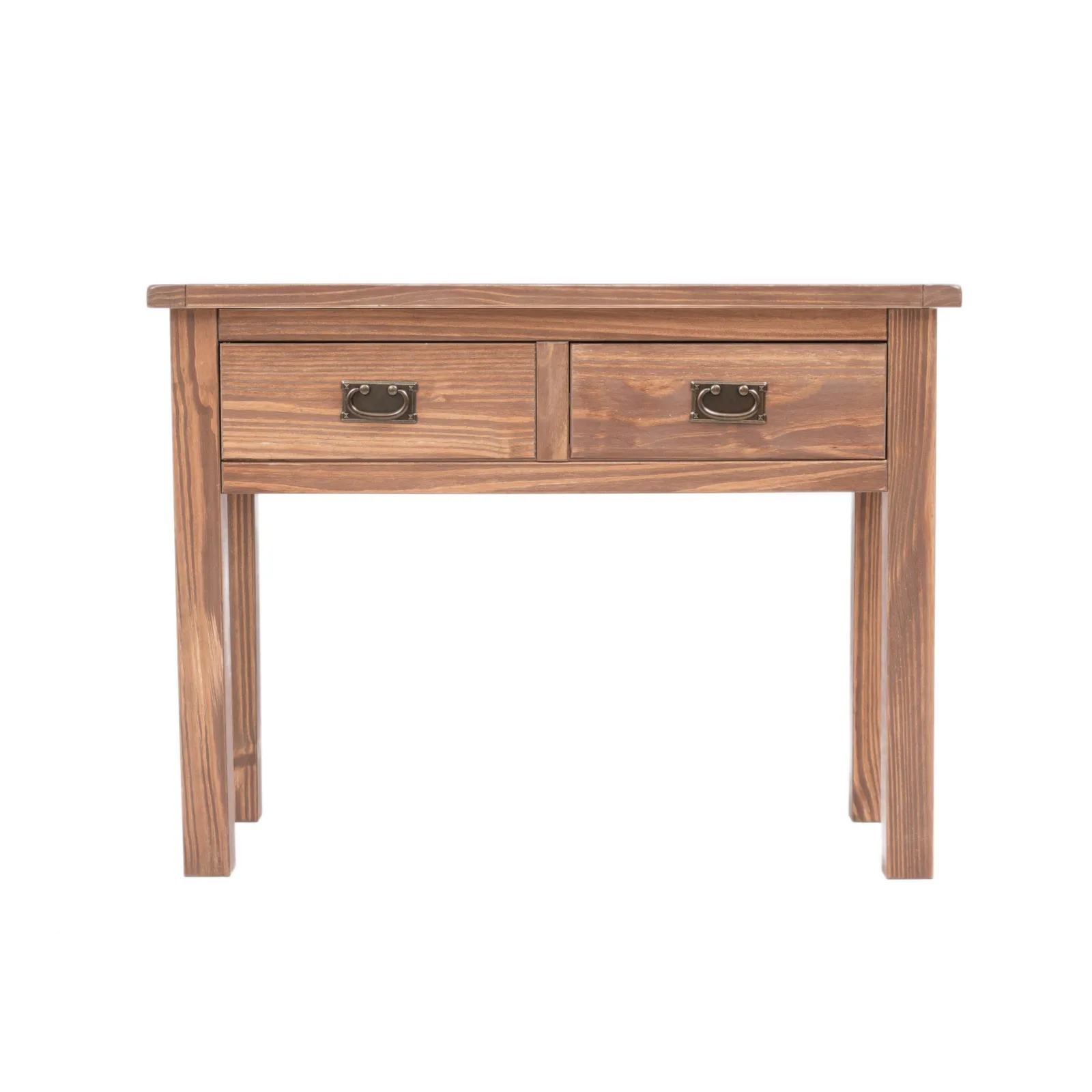 Cabinet Bits Padua Lacquered 2 Drawer Console Table Brass Drop Handle in Light Brown