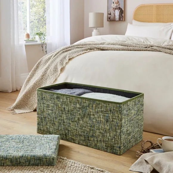 Multi Chenille Rectangle Ottoman 2