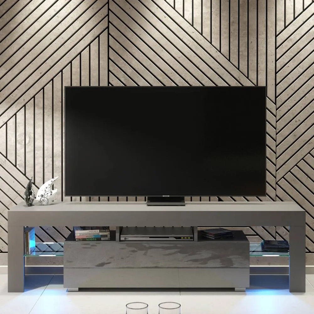 Creative Furniture Aria TV Unit 160cm - Dark Grey with Gloss Doors & LED Lights