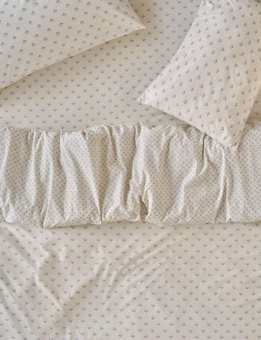 Piglet In Bed Martha Floral Pure Cotton Duvet Cover Light Blue Mix