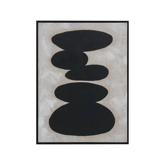 Black & Natural Stone Design Framed Canvas 4