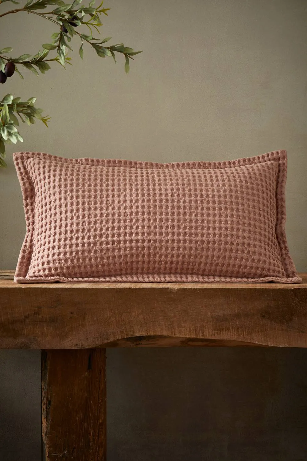 Pineapple Elephant 'Jaipur Chunky Waffle' Cotton Cushion in Pink