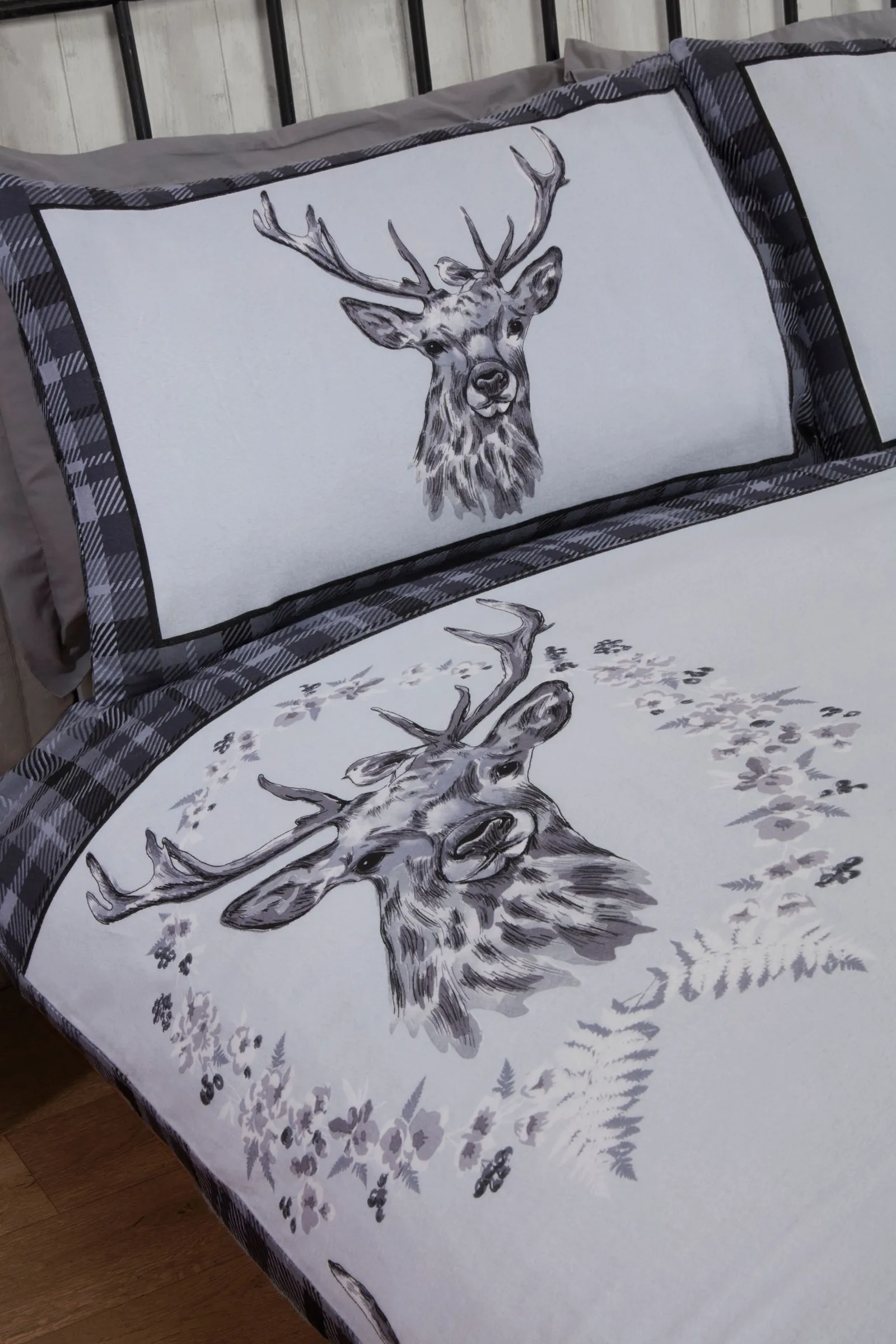 Rapport Home Angus Stag Brushed Cotton Bedding Set in Grey 4