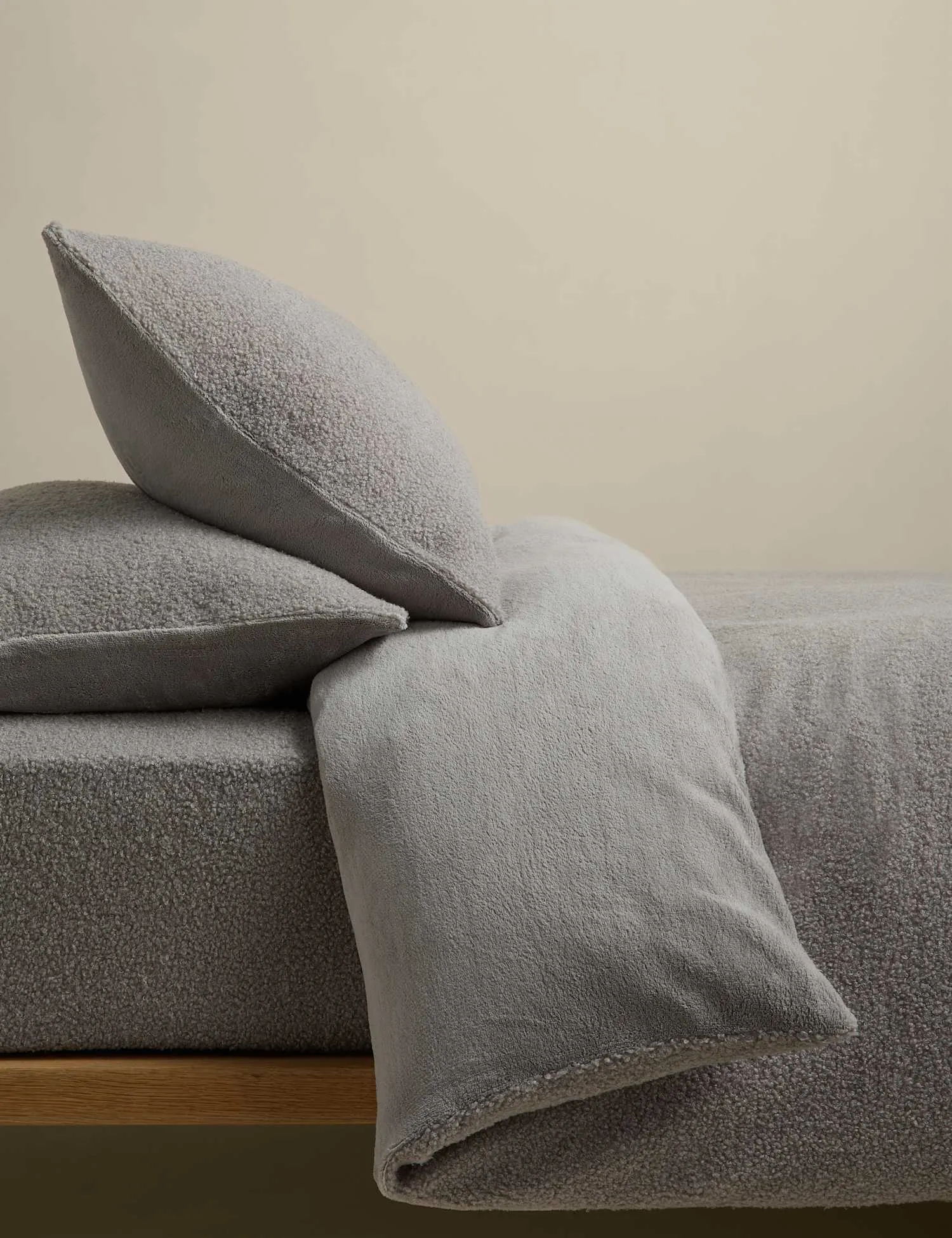 M&S Borg Fleece Bedding Set Marble