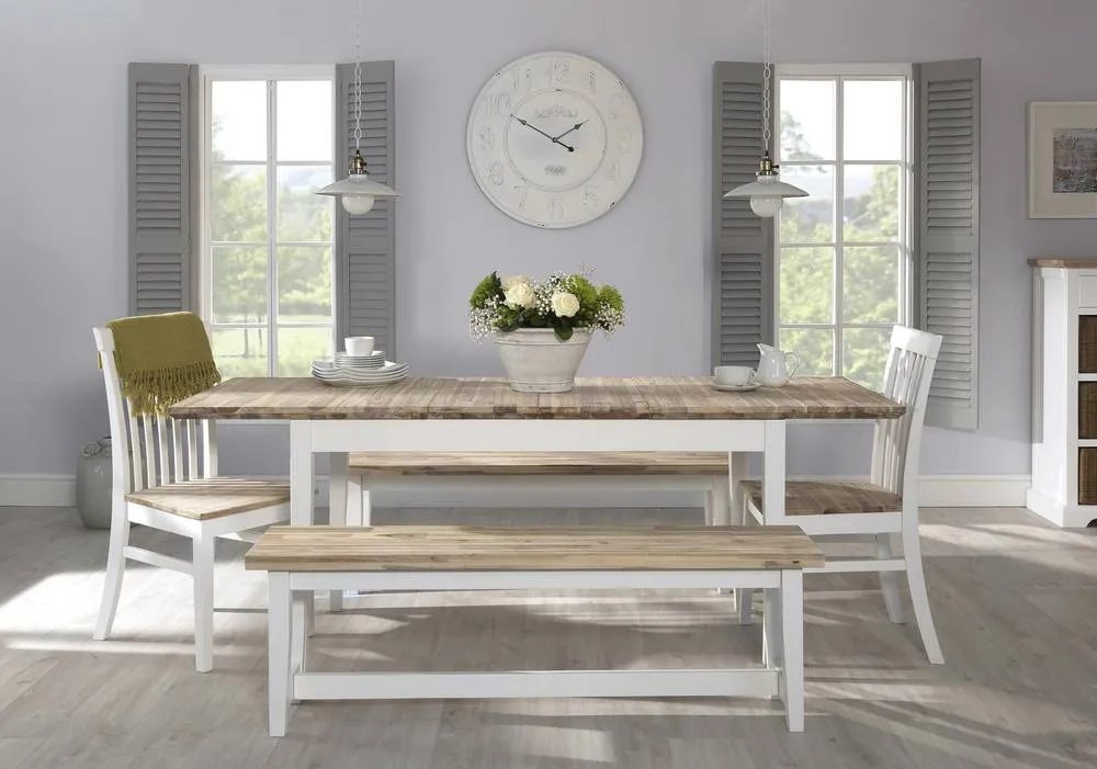 Statement Furniture Florence Solid Acacia Hardwood Dining Bench 140cm in White 6