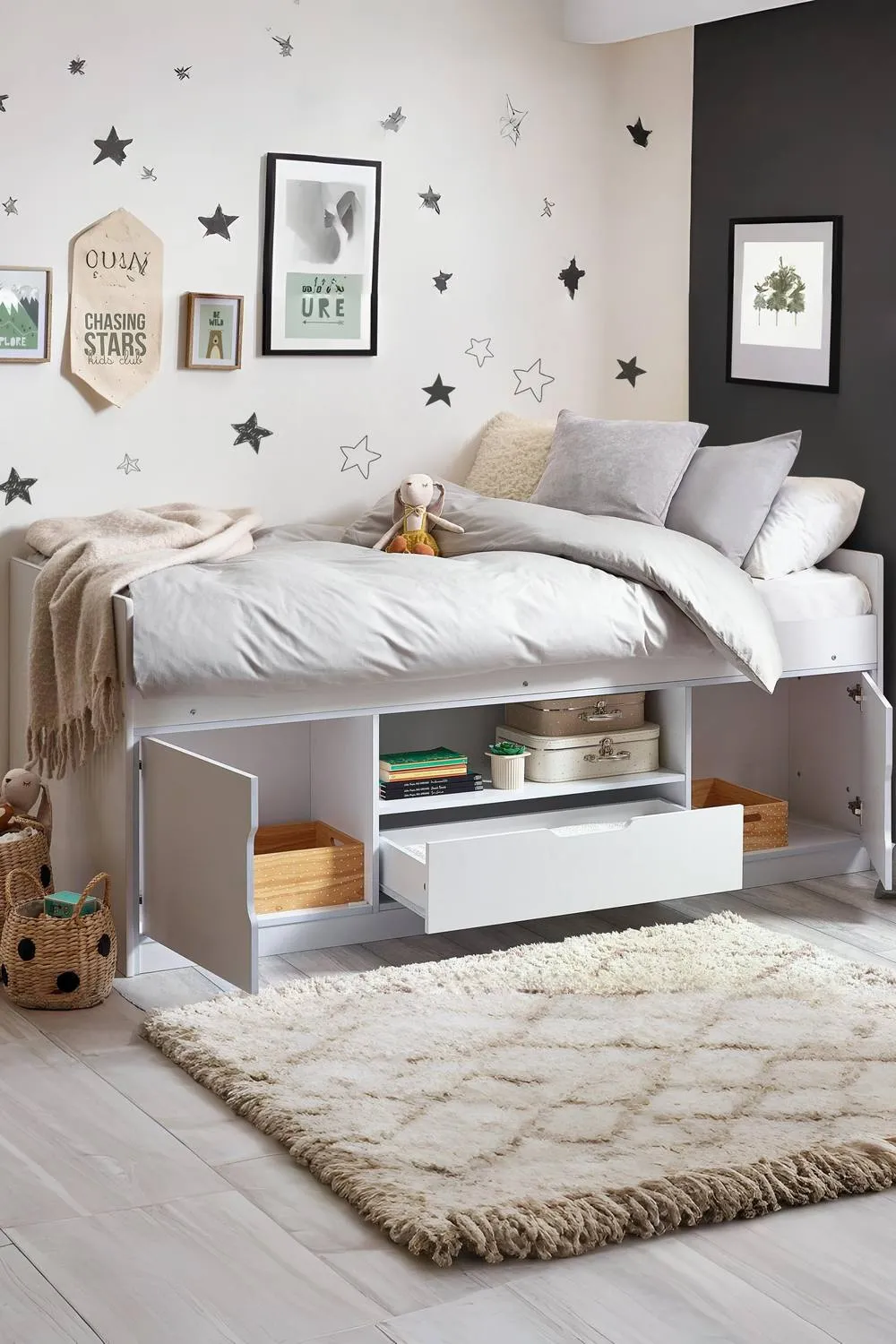 Julian Bowen Atom Single White Low Sleeper Bed with Storage 2