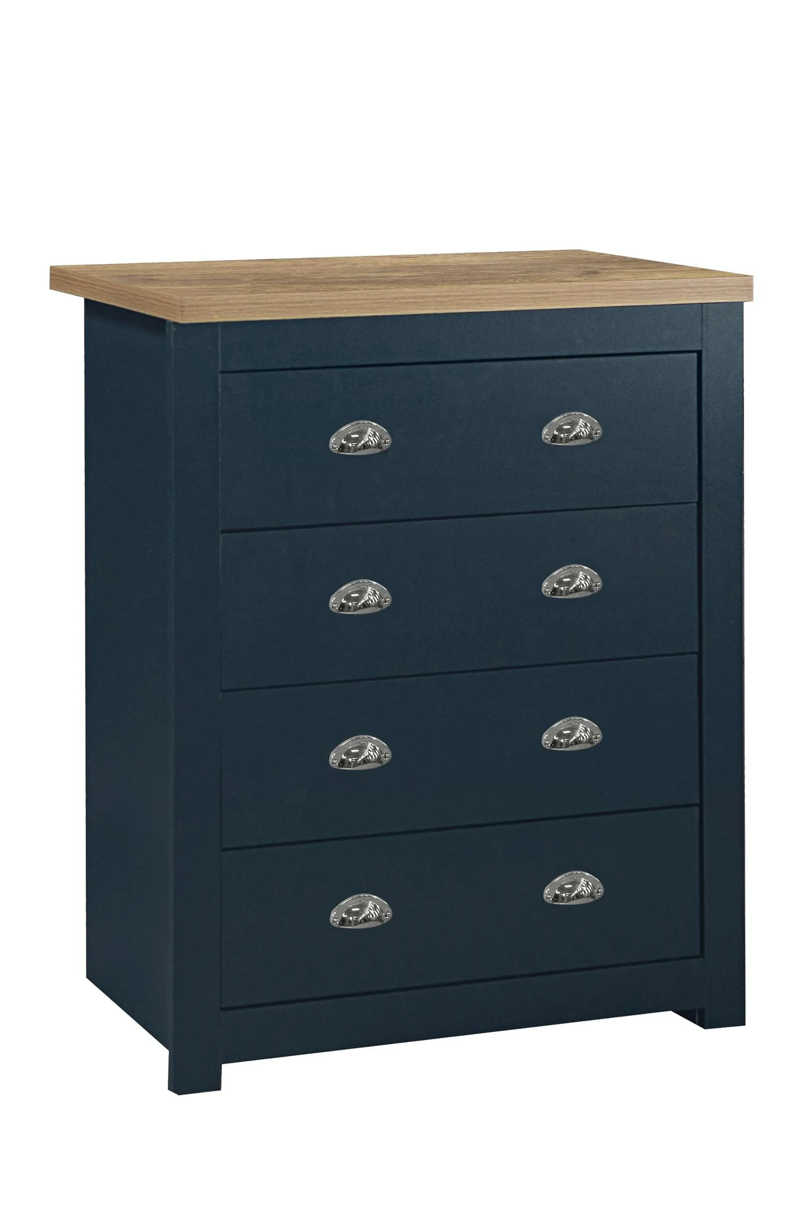 Birlea Highgate 4 Drawer Chest Grey & Oak in Blue 6