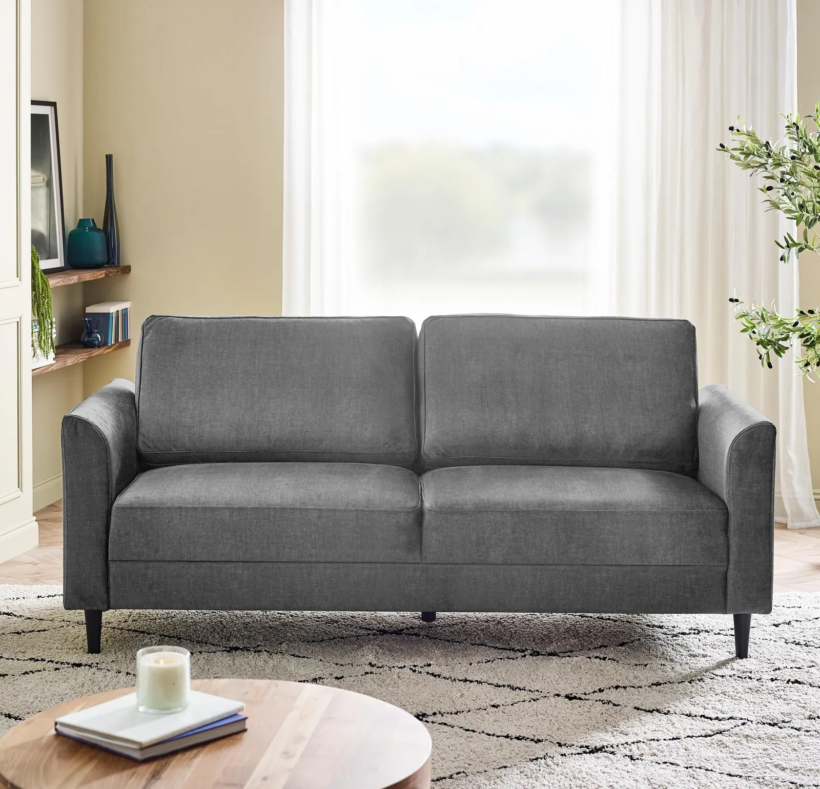 FurnitureboxUK Logan Fabric 3 Seater Sofa in Grey 2
