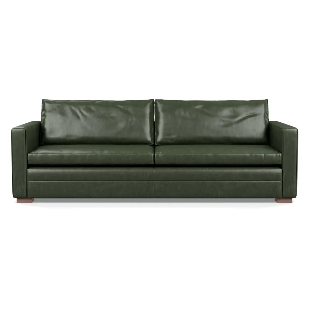 Heal's Palermo 5 Seater Sofa Stonewash Leather Vintage Green 278 Walnut Feet 1